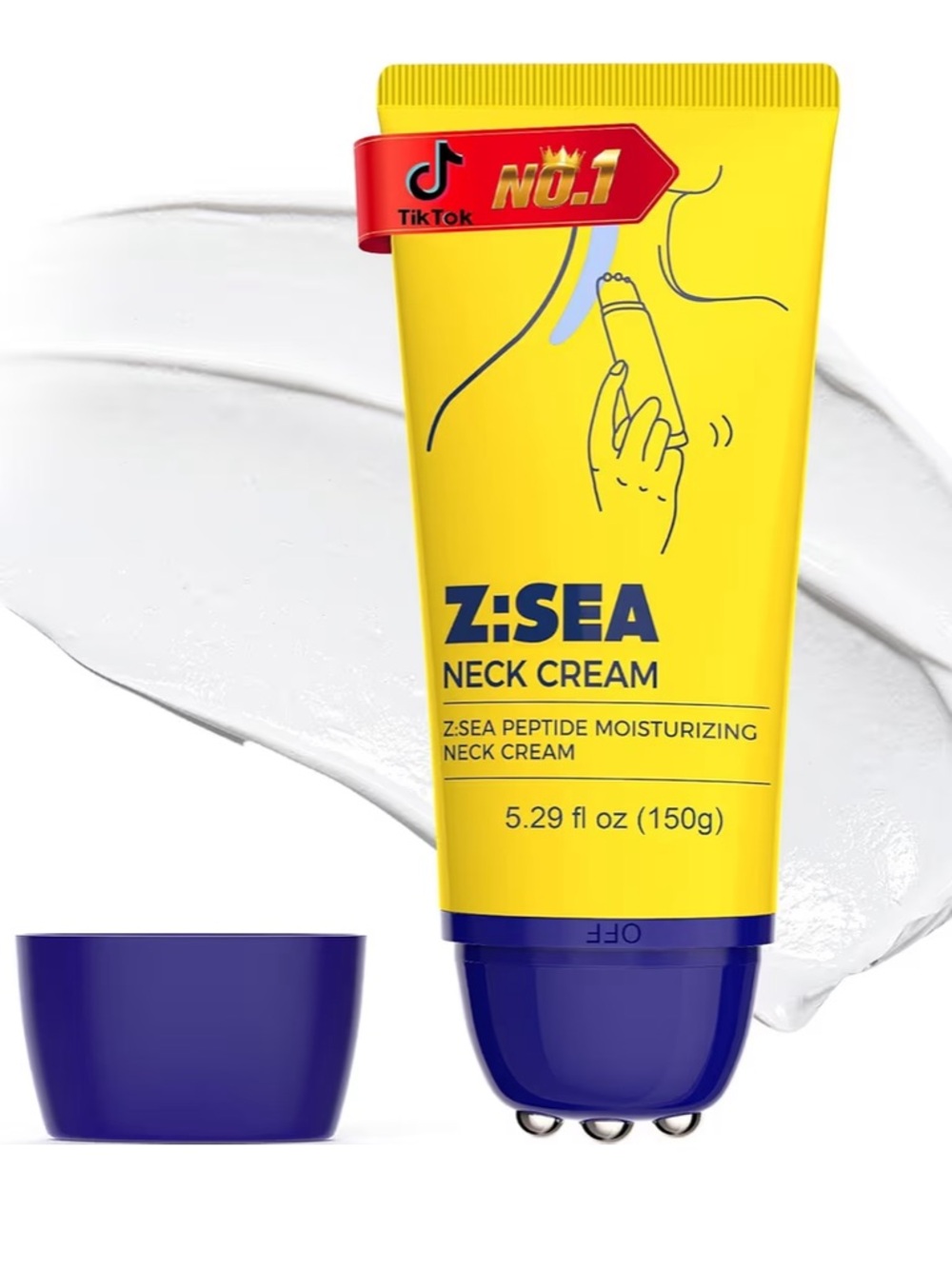 Z:SEA Neck Firming Cream with Roller, Tightening and Lifting Neck & Chest Cream